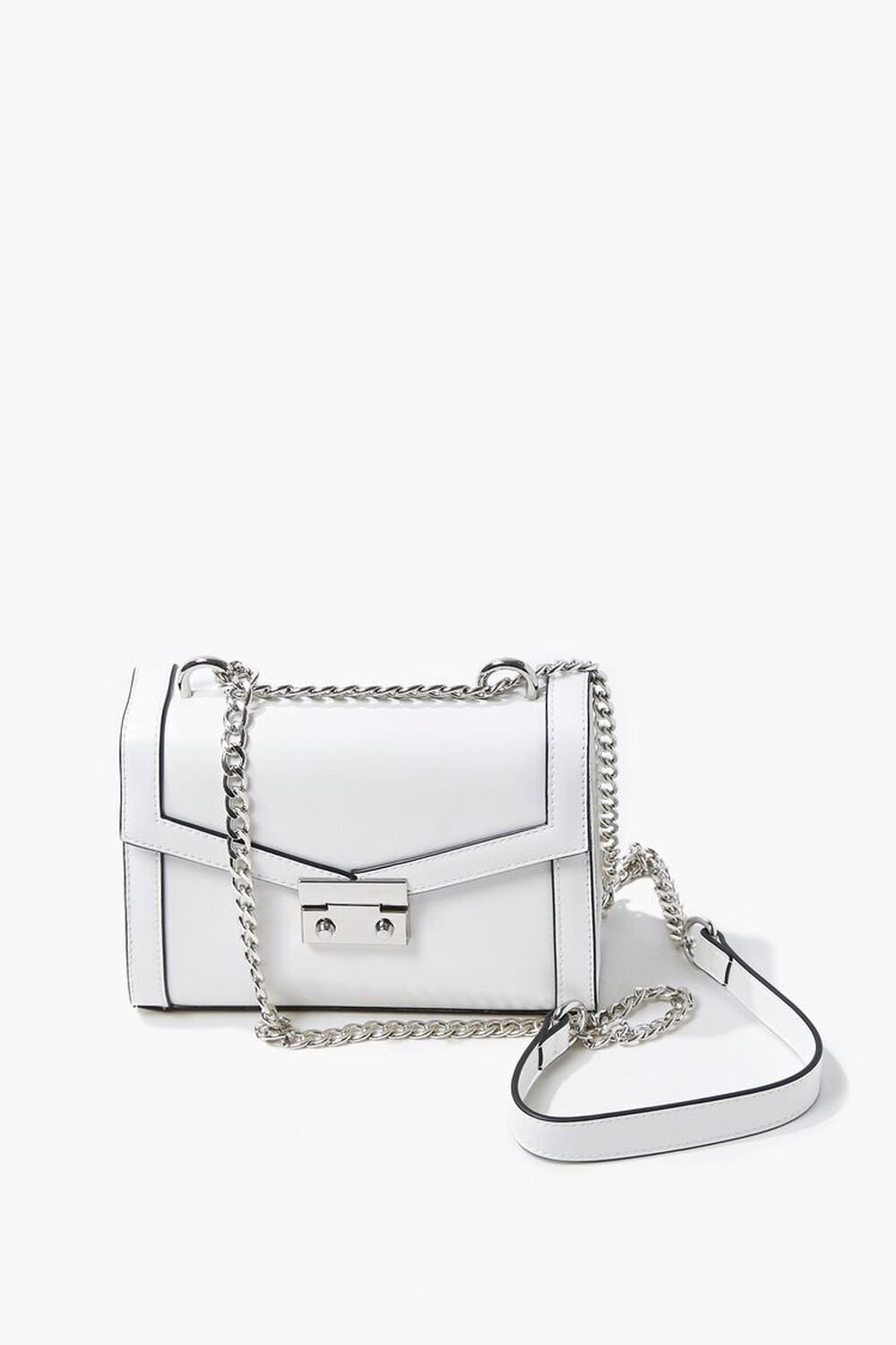 WHITE Structured Piped-Trim Crossbody Bag, image 1