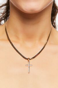 GOLD Cross Pendant Snake Chain Necklace, image 1