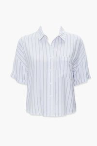 WHITE/BLUE Boxy Pinstriped Shirt, image 3