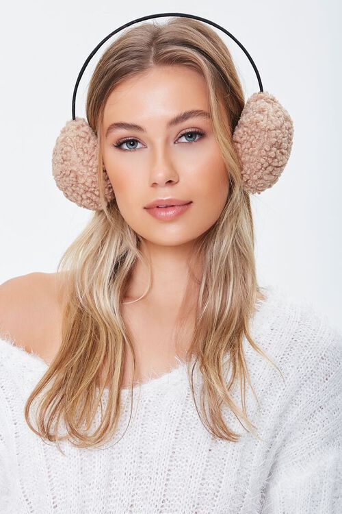 TAUPE Faux Shearling Ear Muffs, image 1
