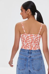 POMPEIAN RED /CREAM Floral Print Cropped Cami, image 3