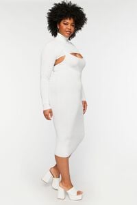 WHITE Plus Size Midi Dress & Turtleneck Bolero Set, image 7