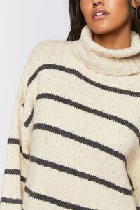 CREAM/GREY Striped Turtleneck Sweater, image 5