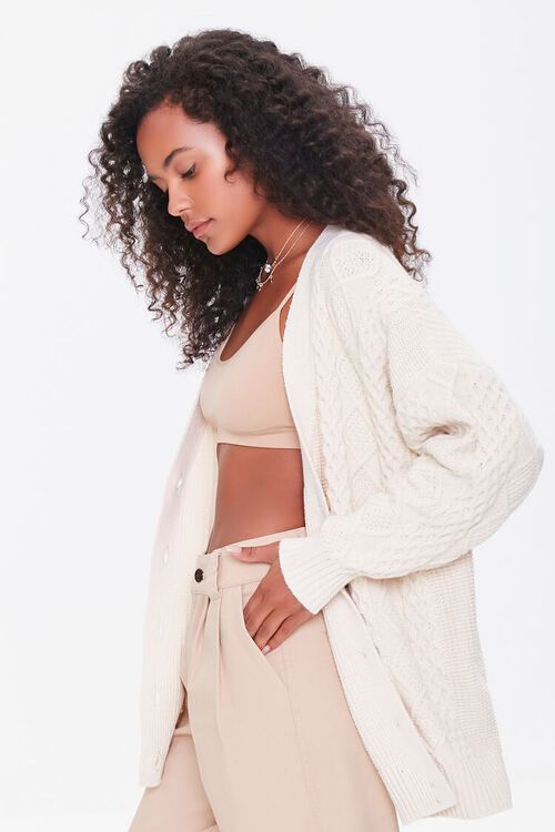 BEIGE Cable Knit Cardigan Sweater, image 2
