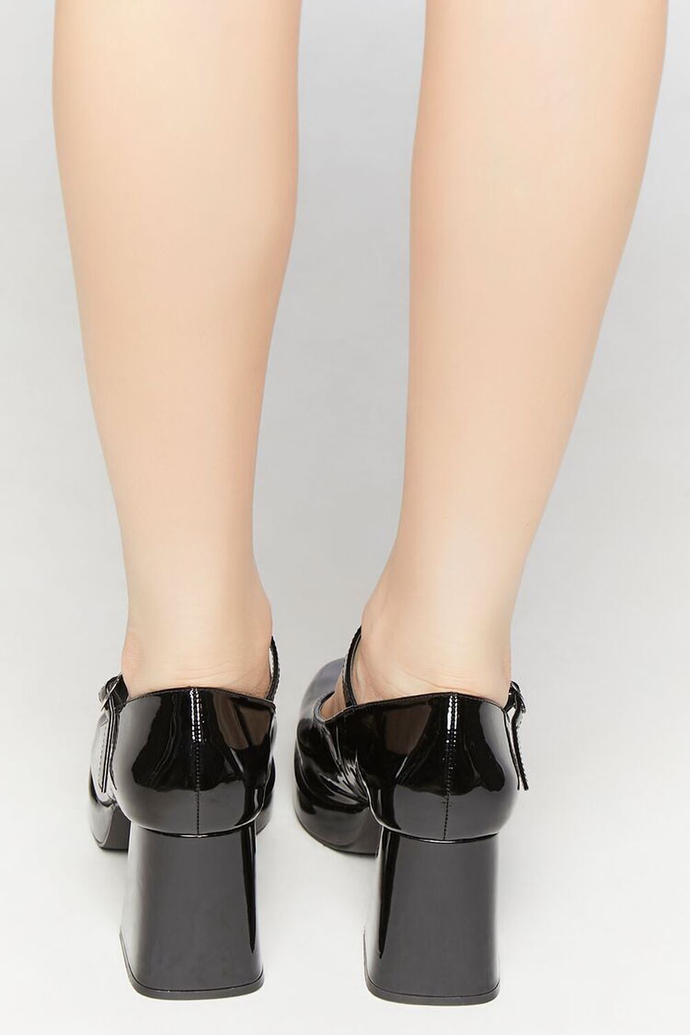BLACK Faux Patent Leather Mary Jane Heels, image 3