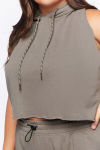 TAUPE Plus Size Active Raw-Cut Cropped Hoodie, image 5