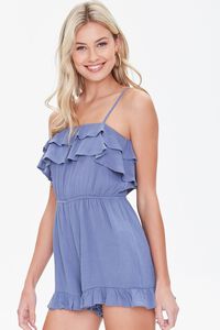 STONE BLUE Tiered Flounce Cami Romper, image 1