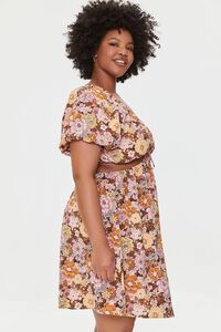PINK/MULTI Plus Size Floral Cutout Mini Dress, image 2