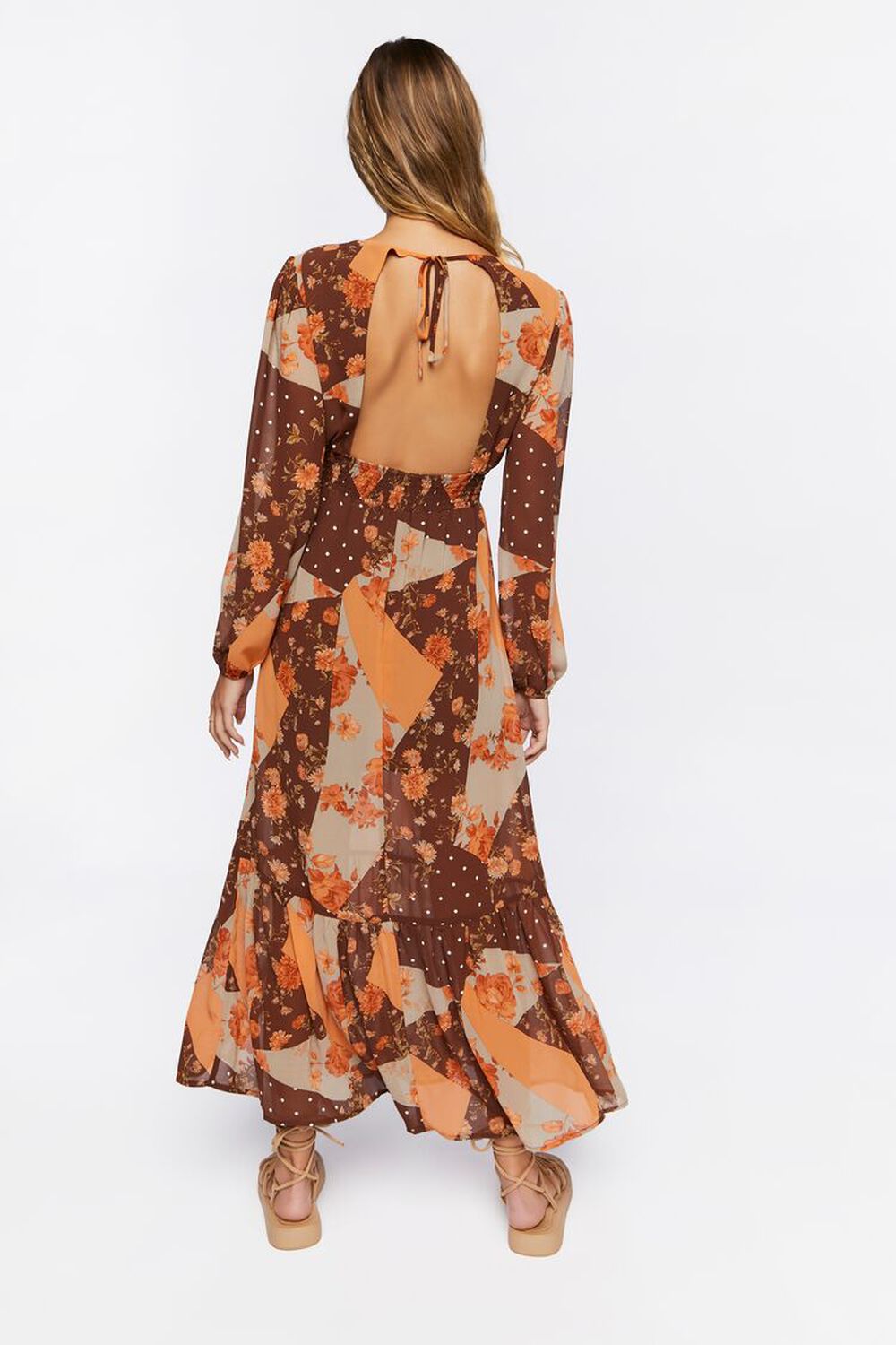 BROWN/MULTI Patchwork Print Maxi Dress, image 3