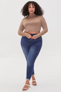 TAUPE Plus Size Mock Neck Crop Top, image 4