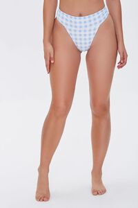 BLUE/WHITE Gingham High-Waist Bikini Bottoms, image 3