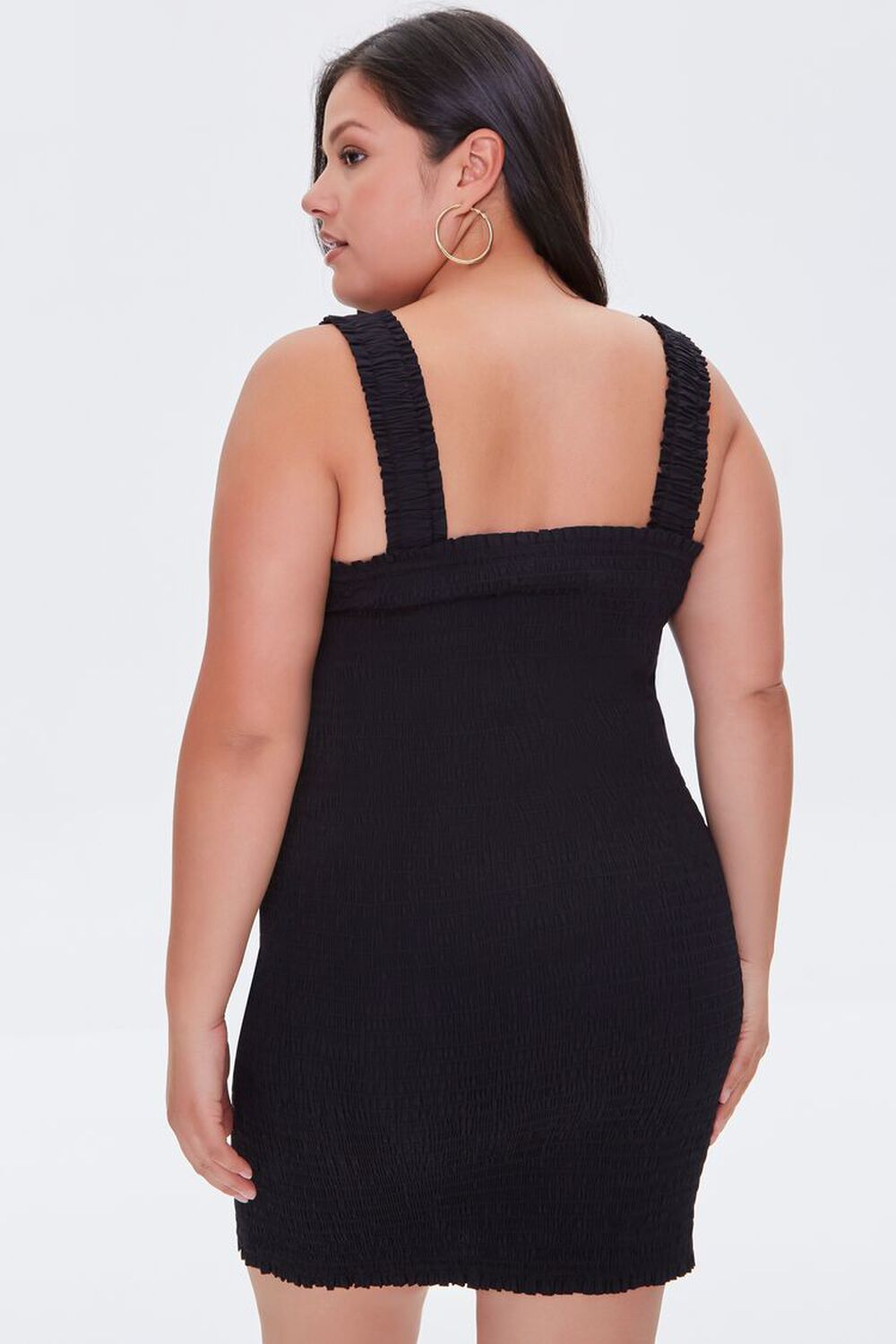 BLACK Plus Size Smocked Bodycon Dress, image 3