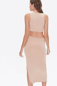 TAUPE Cutout O-Ring Side-Slit Dress, image 4