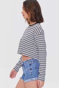 WHITE/BLACK Striped Cropped Top, image 2