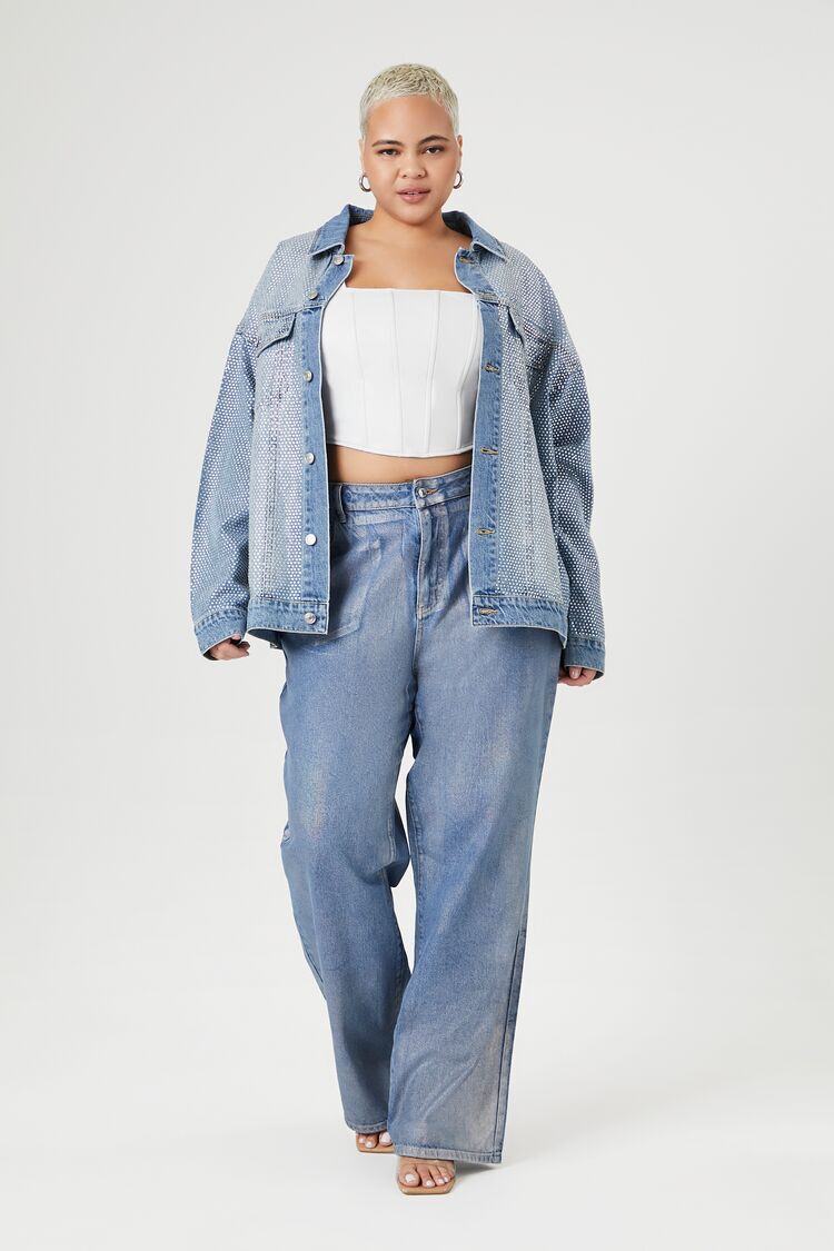 Highway Jeans brand distressed rhinestone encrusted denim jacket Size large  | eBay
