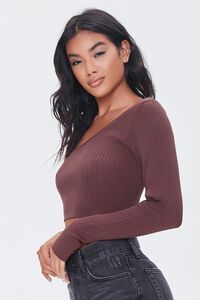 BROWN Ribbed One-Shoulder Sweater, image 2
