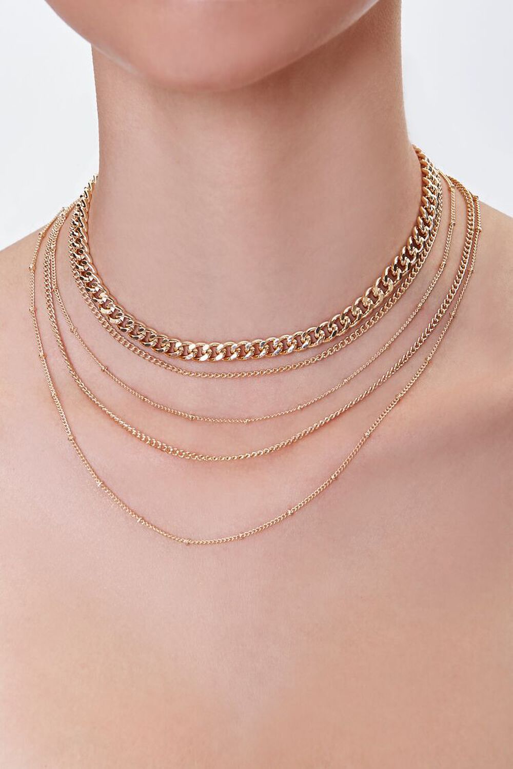 GOLD Curb Chain Layered Necklace, image 1