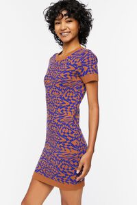 BLUE/BROWN Abstract Sweater Mini Dress, image 2
