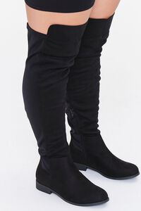 BLACK Thigh-High Faux Suede Boots (Wide), image 2