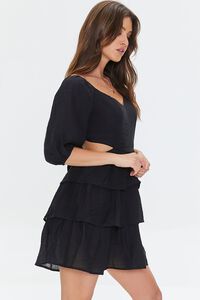 BLACK Cutout Tiered Ruffled Mini Dress, image 2