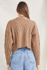 BROWN Cable Knit Cardigan Sweater, image 3