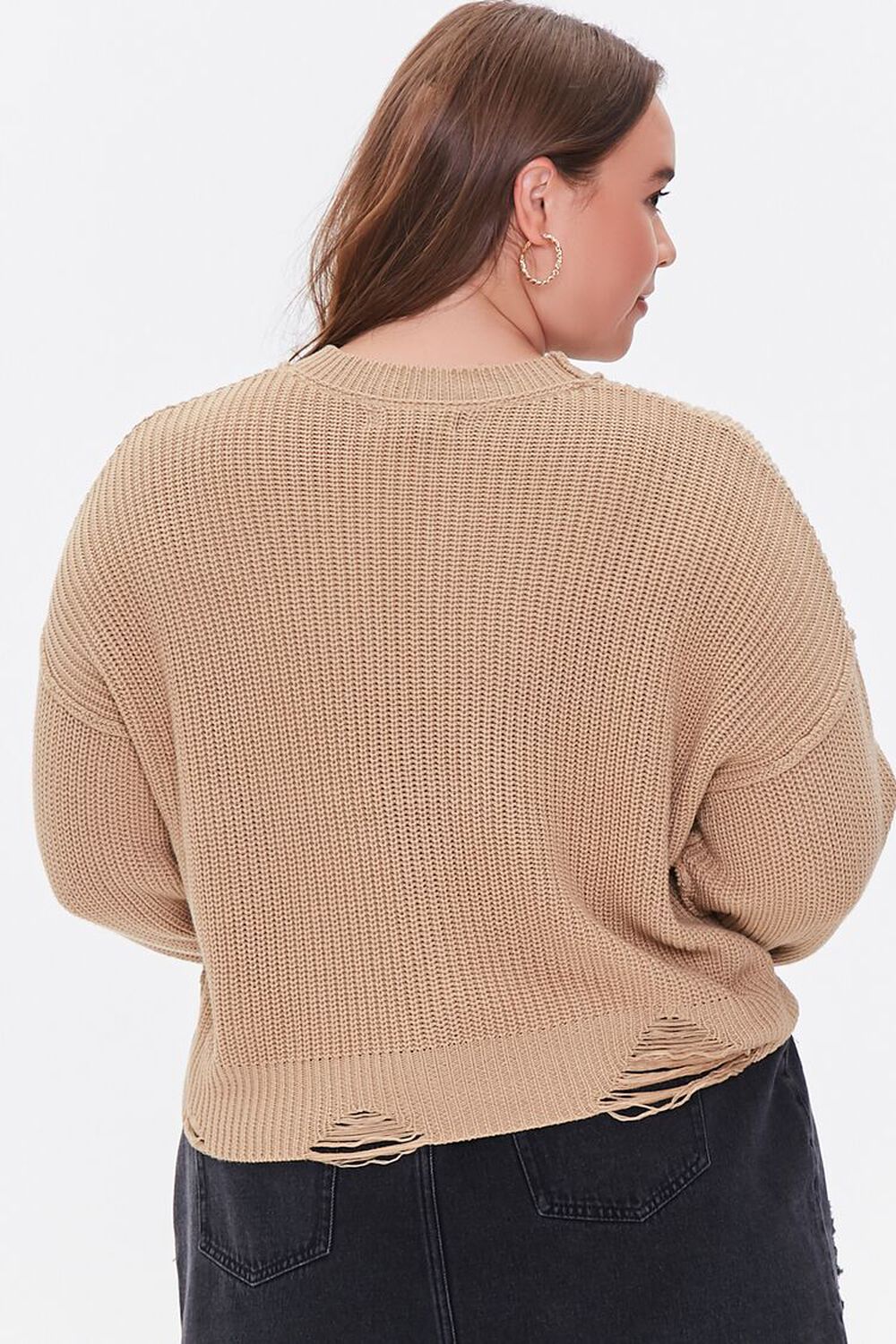 TAUPE Plus Size Distressed Sweater, image 3