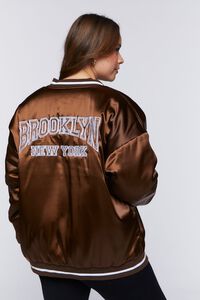BROWN/MULTI Plus Size Brooklyn New York Bomber Jacket, image 4
