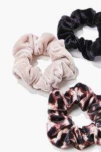 BLACK/BROWN Leopard Print Velvet Scrunchie Set, image 2