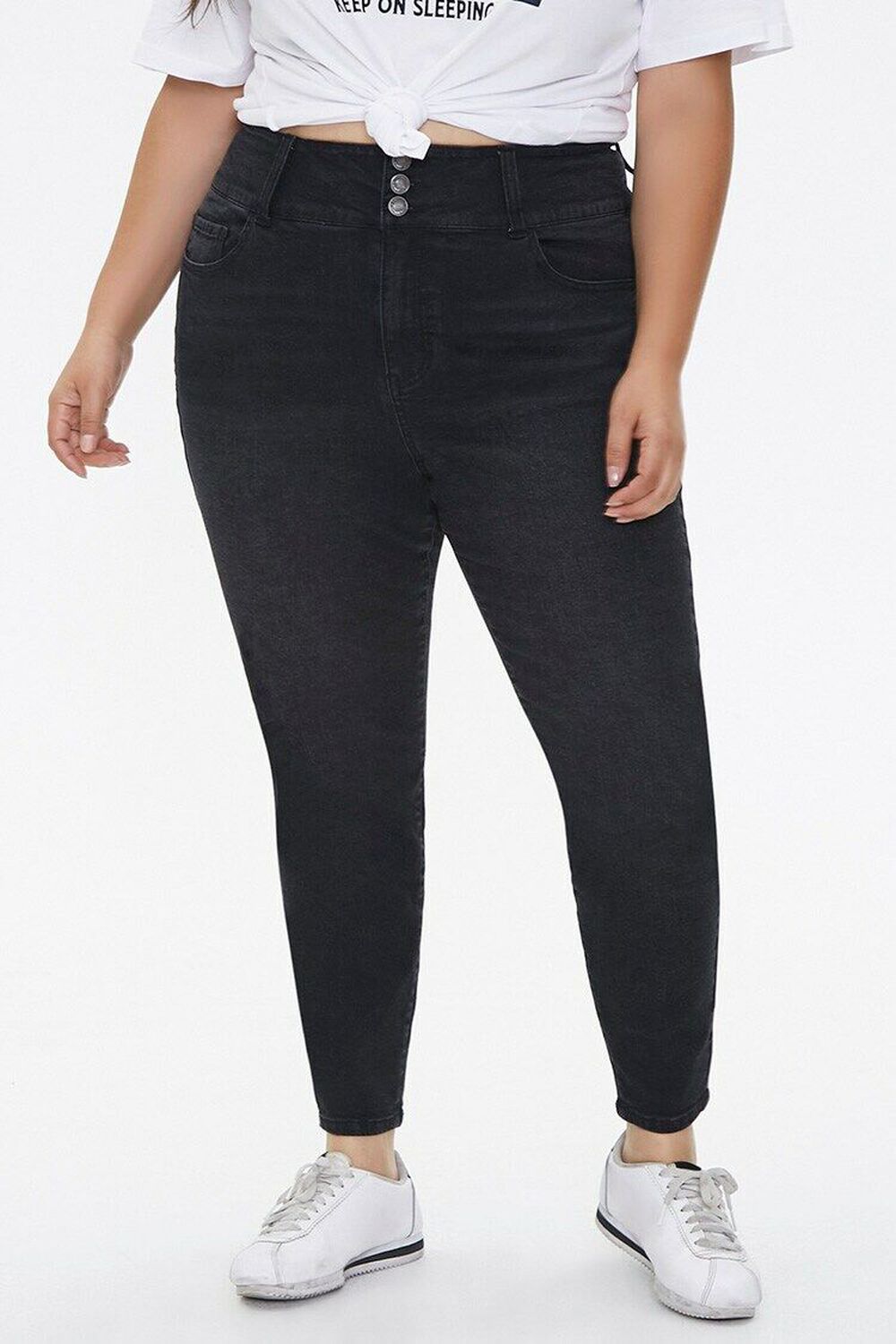 BLACK Plus Size Curvy-Fit Skinny Jeans, image 2