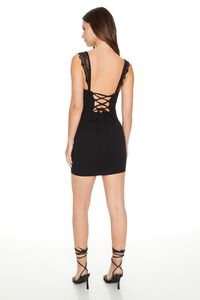 BLACK Lace-Up Sweetheart Mini Dress, image 3