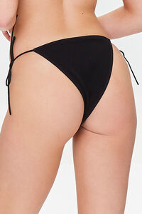 BLACK Seamless Ribbed String Bikini Bottoms, image 4