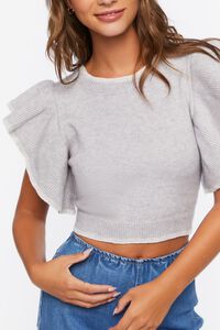 GREY/CREAM Butterfly Sleeve Sweater Top, image 5