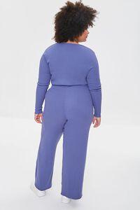 DUSTY BLUE Plus Size Crop Top & Pants Set, image 3