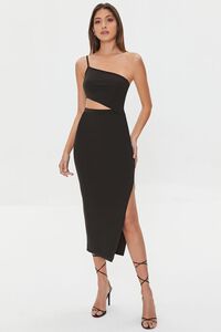 BLACK One-Shoulder Cami Midi Dress, image 4