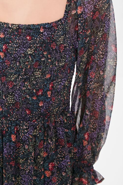 BLACK/MULTI Floral Print Mini Dress, image 5
