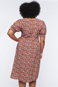 CURRANT/MULTI Plus Size Ditsy Floral Print Midi Dress, image 3