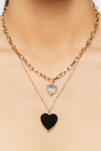 BLACK/GOLD Heart Pendant Layered Necklace, image 2