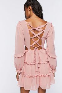 BLUSH Ruffle Lace-Back Mini Dress, image 4