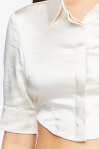 VANILLA Satin Half-Sleeve Cropped Shirt, image 5