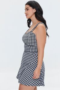 BLACK/MULTI Plus Size Gingham Crop Top & Skirt Set, image 2