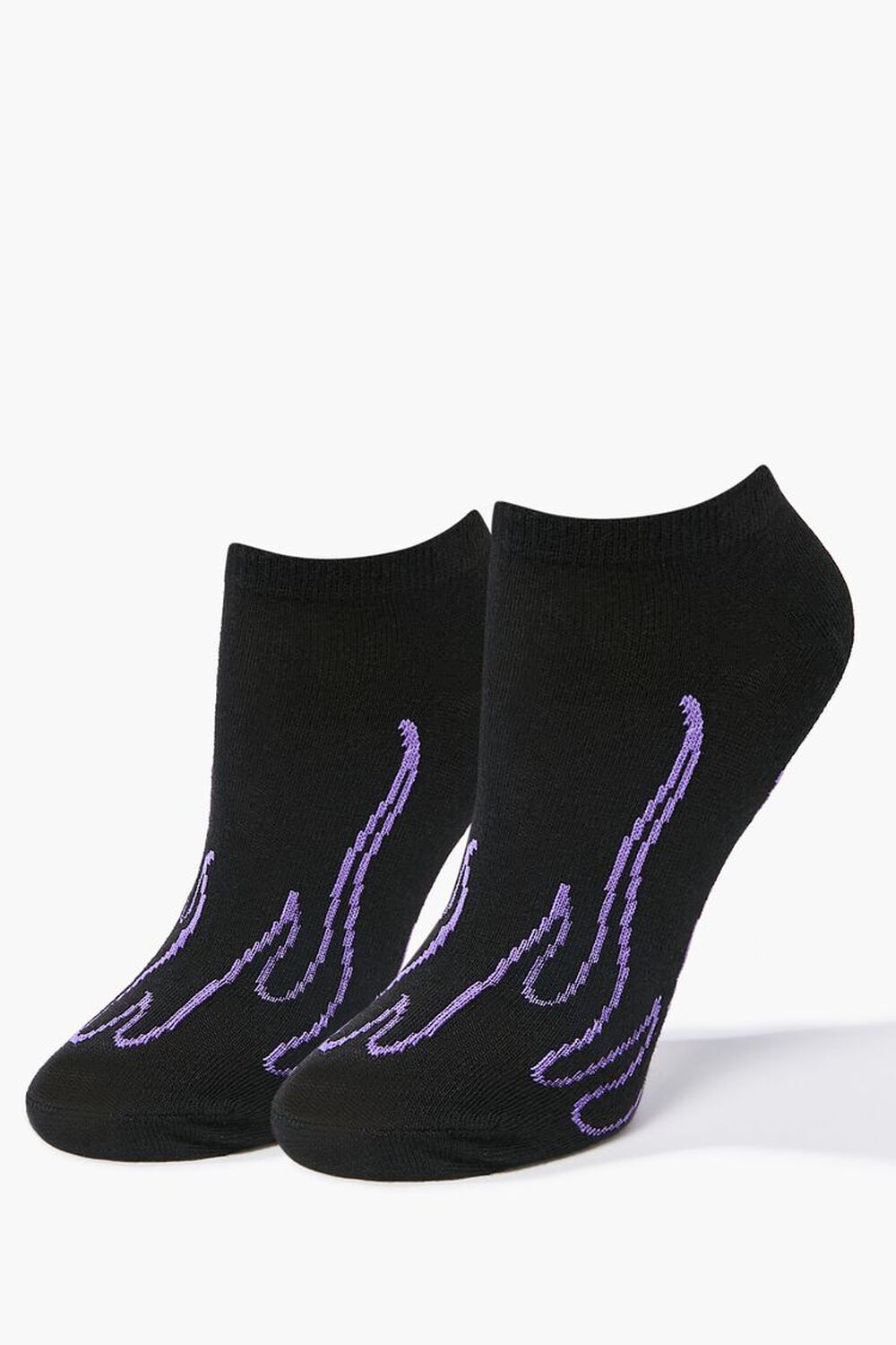 BLACK/PURPLE Flame Graphic Ankle Socks, image 1