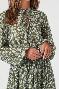 OLIVE/MULTI Chiffon Floral Print Midi Dress, image 5
