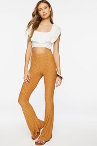 BROWN SUGAR Pointelle High-Rise Flare Pants, image 1