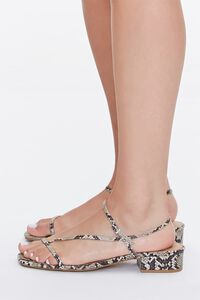 BEIGE/MULTI Faux Snakeskin Toe-Loop Block Heels, image 2