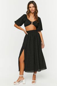 BLACK Side Slit Maxi Skirt, image 1