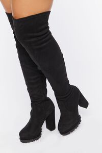 BLACK Faux Suede Over-The-Knee Boots (Wide), image 1