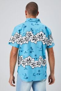 TEAL/WHITE Tropical Floral Print Shirt, image 3