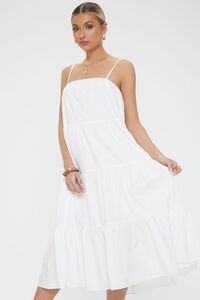 WHITE Tiered Flounce Midi Cami Dress, image 4