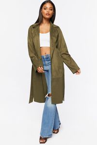 Faux Suede Trench Coat, image 1