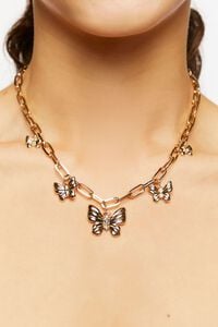 GOLD Butterfly Anchor Chain Pendant Necklace, image 1